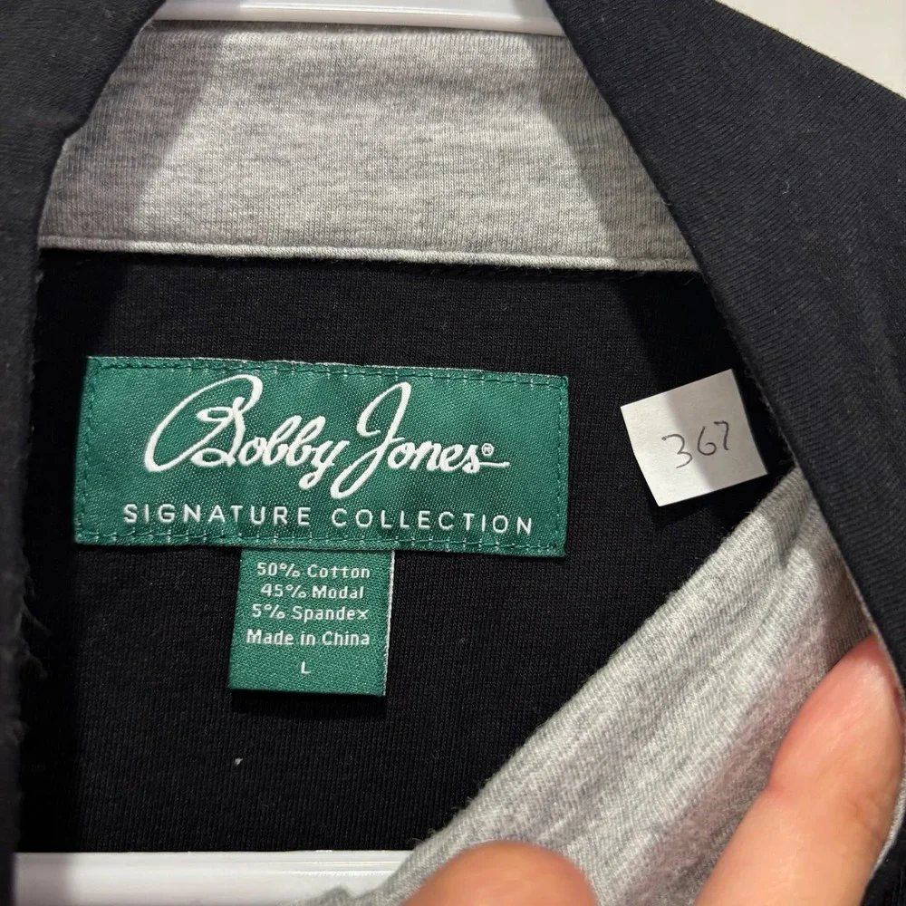 Bobby Jones‎ Signature Collection Mens Large Black Quarter Zip Pullover Sweater